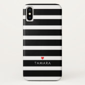 パーソナライズされたハートと黒のストライプ Case-Mate iPhoneケース (裏面)
