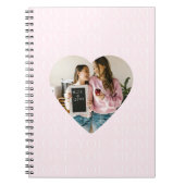 パーソナライズされたハートの写真の「ママ、愛してる」 ノートブック (正面)