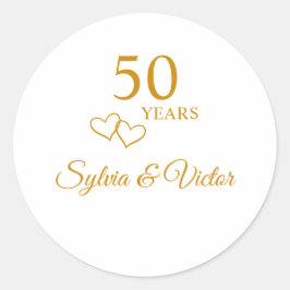 パーソナライズされたハートシンプルゴールデン50周年記念 ラウンドシール