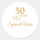 パーソナライズされたハートシンプルゴールデン50周年記念 ラウンドシール (正面)