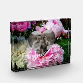 パーソナライズされたハートテンプレート愛の書道バラ フォトブロック (左)