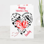 パーソナライズされたハートデザインカスタムバレンタイン写真 カード (正面)