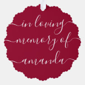 パーソナライズされたハートフォトメモリアル オーナメントカード (裏面)