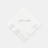 パーソナライズされたハートフォントの結婚カップル名 縁ありカクテルナプキン (角)