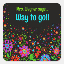 パーソナライズされたハートフローラやる気を起こさせる先生 スクエアシール