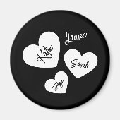 パーソナライズされたハートブラック&ホワイト母冷蔵庫 マグネット (正面)