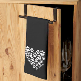 パーソナライズされたハートポープリント キッチンタオル