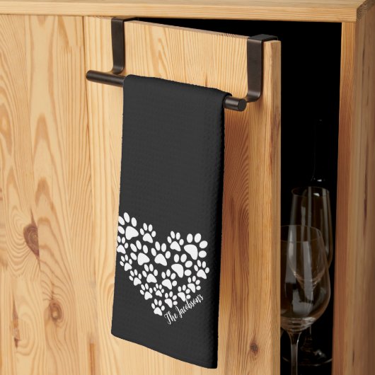 パーソナライズされたハートポープリント キッチンタオル (三つ折り)