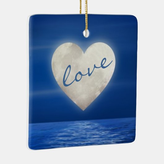 パーソナライズされたハートムーンラブズ初めてのクリスマス セラミックオーナメント (右)