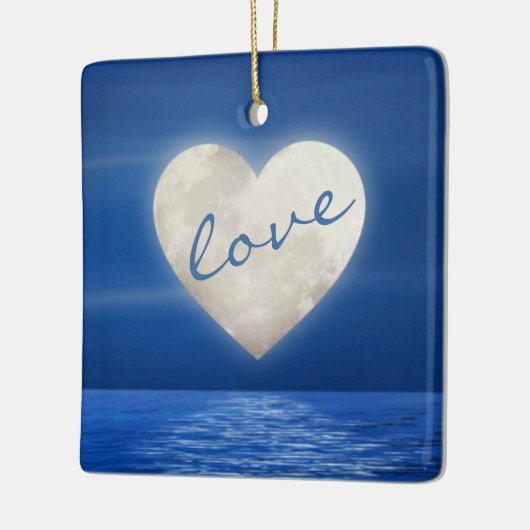 パーソナライズされたハートムーンラブズ初めてのクリスマス セラミックオーナメント (左)