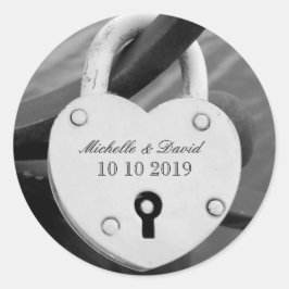 パーソナライズされたハートラブ結婚ロックの日付シール ラウンドシール