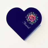 パーソナライズされたハート仕訳帳の編集可能な名前 ノートブック (裏面)