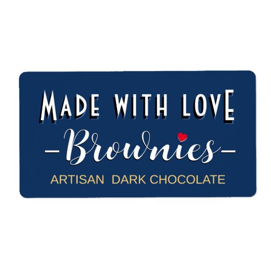 パーソナライズされたハート付きブラウニーまたはベーカリーラベル ラベル (正面)