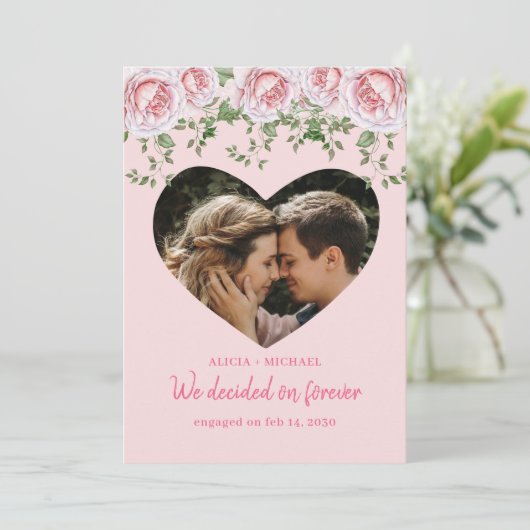 パーソナライズされたハート写真婚約 シーズンカード (スタンド正面)