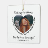 パーソナライズされたハート写真記念クリスマスツリー セラミックオーナメント (左)