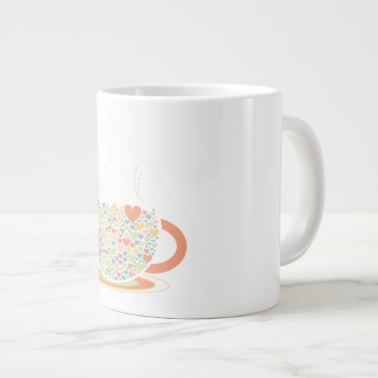 パーソナライズされたハート印刷ティーコーヒーマグ ジャンボコーヒーマグカップ (正面右)