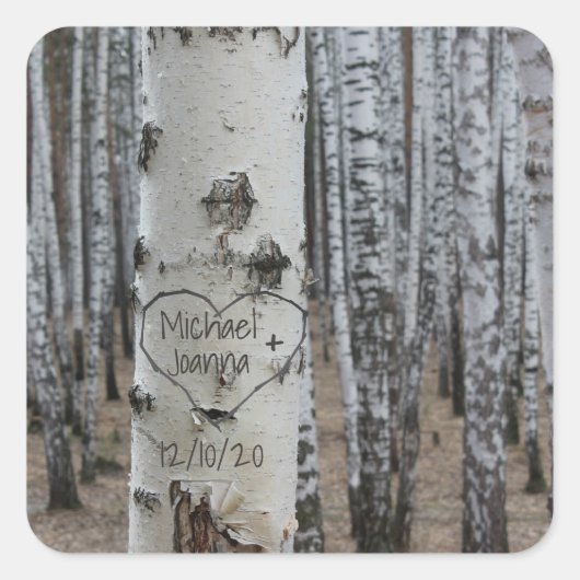 パーソナライズされたハート素朴の国名 スクエアシール (正面)