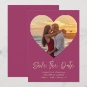 パーソナライズされたハート結婚切り出しの写真 セーブザデート (正面/裏面)
