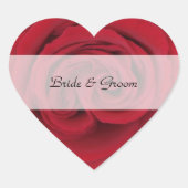 パーソナライズされたハート結婚式用シール- – レッドローズ ハートシール (正面)