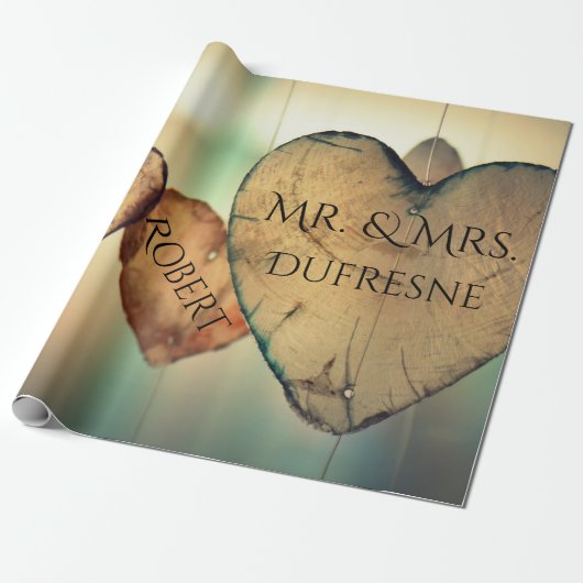 パーソナライズされたハート結婚/記念日 ラッピングペーパー (アンロールド)