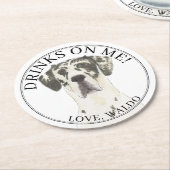 パーソナライズされたハーレクイン大ダネ結婚ズ ラウンドペーパーコースター (アングル)
