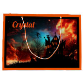 パーソナライズされたハ不気味ロウィーントリートバッグ ラージペーパーバッグ (裏面)