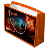 パーソナライズされたハ不気味ロウィーントリートバッグ ラージペーパーバッグ (裏面アングル)