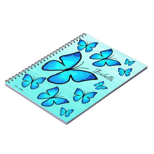 パーソナライズされたハ色彩の鮮やかウオグラデーションチョウ ノートブック (左側)