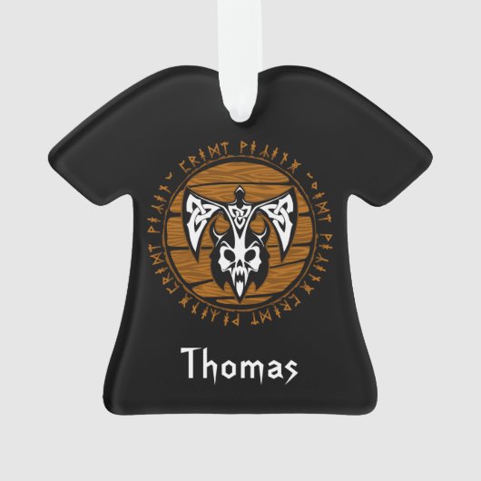 パーソナライズされたバイキングウォリアースカル オーナメント (裏面)