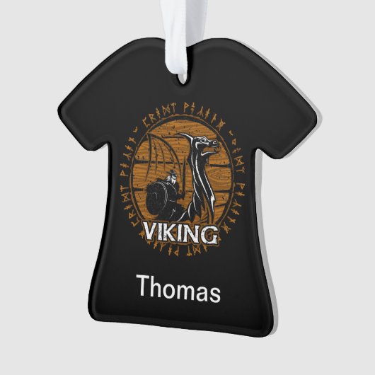 パーソナライズされたバイキング動揺してバーサーカーレイダーアックス オーナメント (正面)