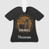 パーソナライズされたバイキング動揺してバーサーカーレイダーアックス オーナメント (裏面)