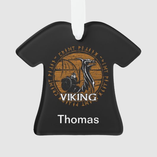 パーソナライズされたバイキング動揺してバーサーカーレイダーアックス オーナメント (裏面)