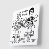 パーソナライズされたバイクもしくは自転車に乗る人オートバイ結婚ズアクリル スクエア壁時計 (傾斜)