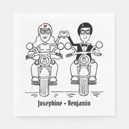 パーソナライズされたバイクもしくは自転車に乗る人バイカ結婚ーペーパーナプキン スタンダードランチョンナプキン