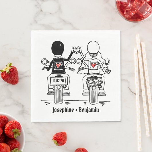 パーソナライズされたバイクもしくは自転車に乗る人バイカ結婚ーペーパーナプキン スタンダードランチョンナプキン (インサイチュ)