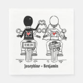 パーソナライズされたバイクもしくは自転車に乗る人バイカ結婚ーペーパーナプキン スタンダードランチョンナプキン (正面)