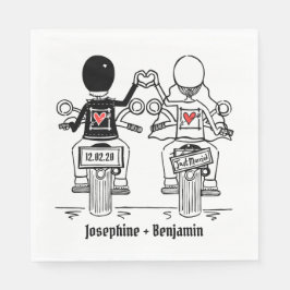 パーソナライズされたバイクもしくは自転車に乗る人バイカ結婚ーペーパーナプキン スタンダードランチョンナプキン