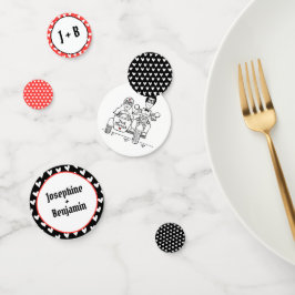 パーソナライズされたバイクもしくは自転車に乗る人バイク結婚のテーブルコンフィット コンフェッティ