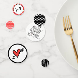 パーソナライズされたバイクもしくは自転車に乗る人バイク結婚のテーブルコンフィット コンフェッティ