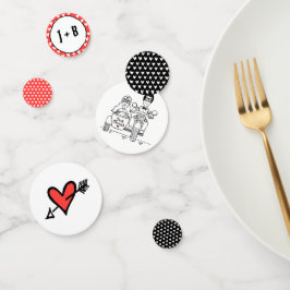 パーソナライズされたバイクもしくは自転車に乗る人バイク結婚のテーブルコンフィット コンフェッティ