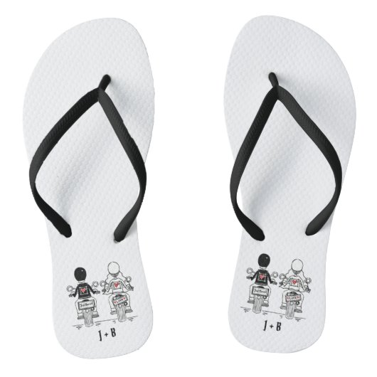 パーソナライズされたバイクもしくは自転車に乗る人バイク結婚のビーチサンダル ビーチサンダル (ソール)