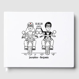 パーソナライズされたバイクもしくは自転車に乗る人バイク結婚ス ゲストブック