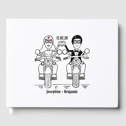 パーソナライズされたバイクもしくは自転車に乗る人バイク結婚ス ゲストブック (正面)