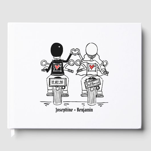 パーソナライズされたバイクもしくは自転車に乗る人バイク結婚ス ゲストブック (正面)
