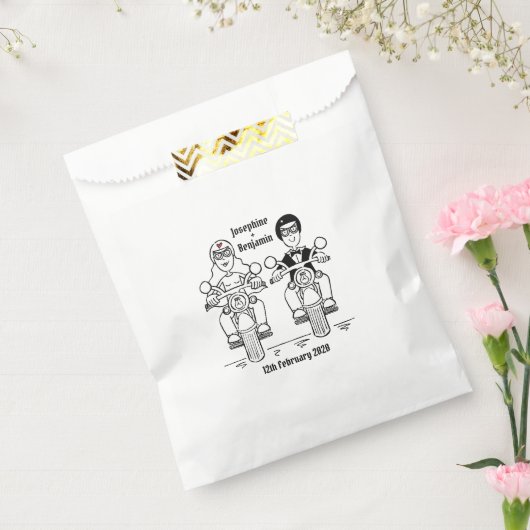 パーソナライズされたバイクもしくは自転車に乗る人バイク結婚ス フェイバーバッグ (封をした状態)