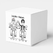 パーソナライズされたバイクもしくは自転車に乗る人バイク結婚式の引き出物ボックス フェイバーボックス (裏面サイド)