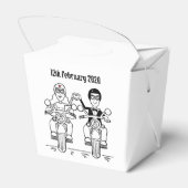 パーソナライズされたバイクもしくは自転車に乗る人バイク結婚式の引き出物ボックス フェイバーボックス (裏面サイド)