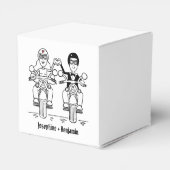 パーソナライズされたバイクもしくは自転車に乗る人バイク結婚式の引き出物ボックス フェイバーボックス (裏面サイド)