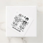 パーソナライズされたバイクもしくは自転車に乗る人バイク結婚式の引き出物ラベル フェイバータグ (インサイチュ)