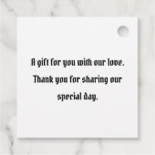 パーソナライズされたバイクもしくは自転車に乗る人バイク結婚式の引き出物ラベル フェイバータグ (裏面)